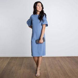 Brass & Roe blue midi dress with ruffle sleeve size XL